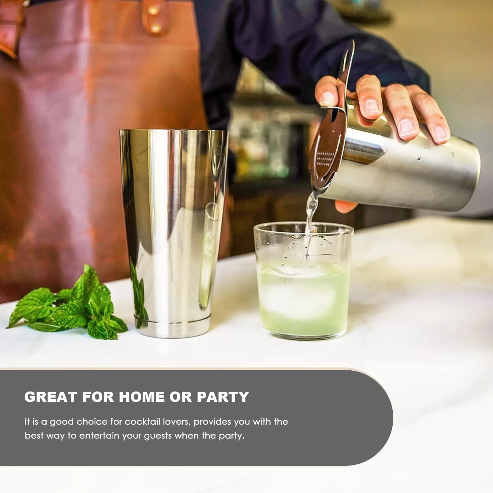 BHBD-Set shaker per cocktail, kit barista Boston in acciaio inossidabile con supporto in acrilico e libretto di ricette per cocktail