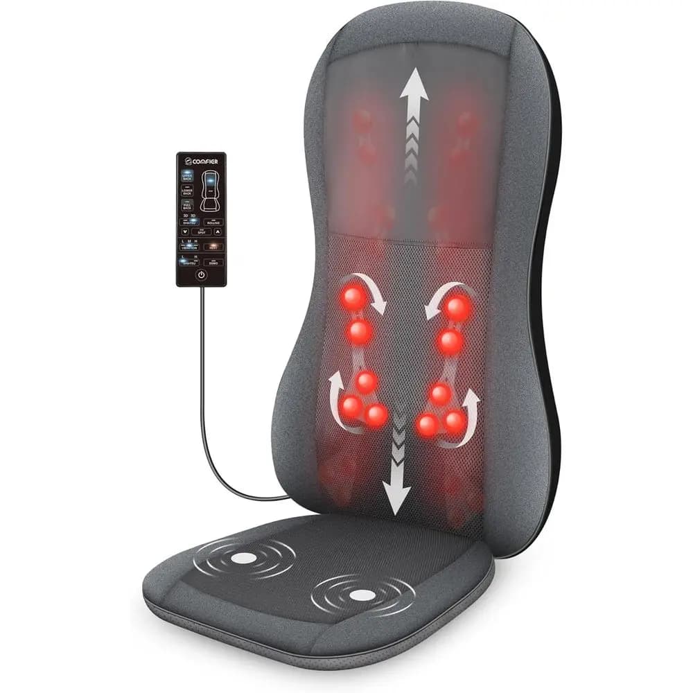 Shiatsu ull back massager, heat massage chair cushion, 2D/3D massage seat cushion, chair massager with 10 Shiatsu nodes, Rolling K