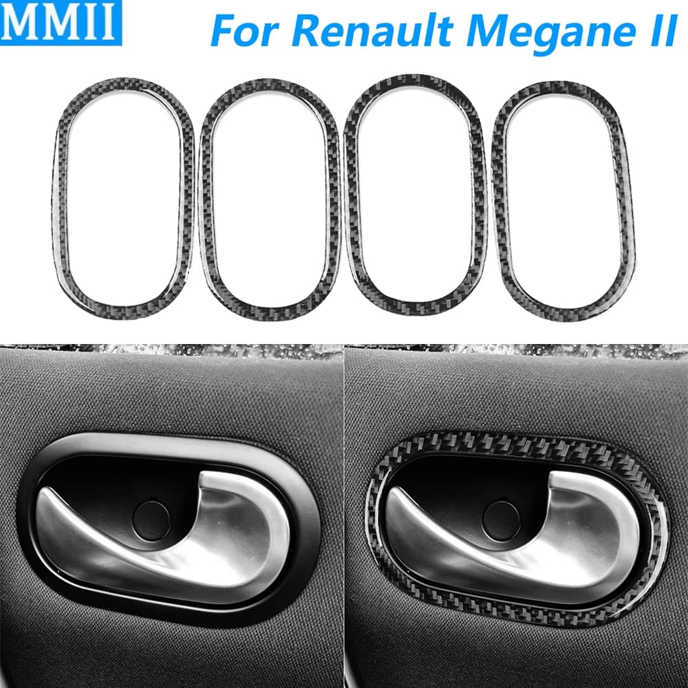 Per Renault Megane II 2004-2008 Cornice Copertura Pannello Interruttore Maniglia Interna in Fibra di Carbonio Accessori Auto Adesivo Interno