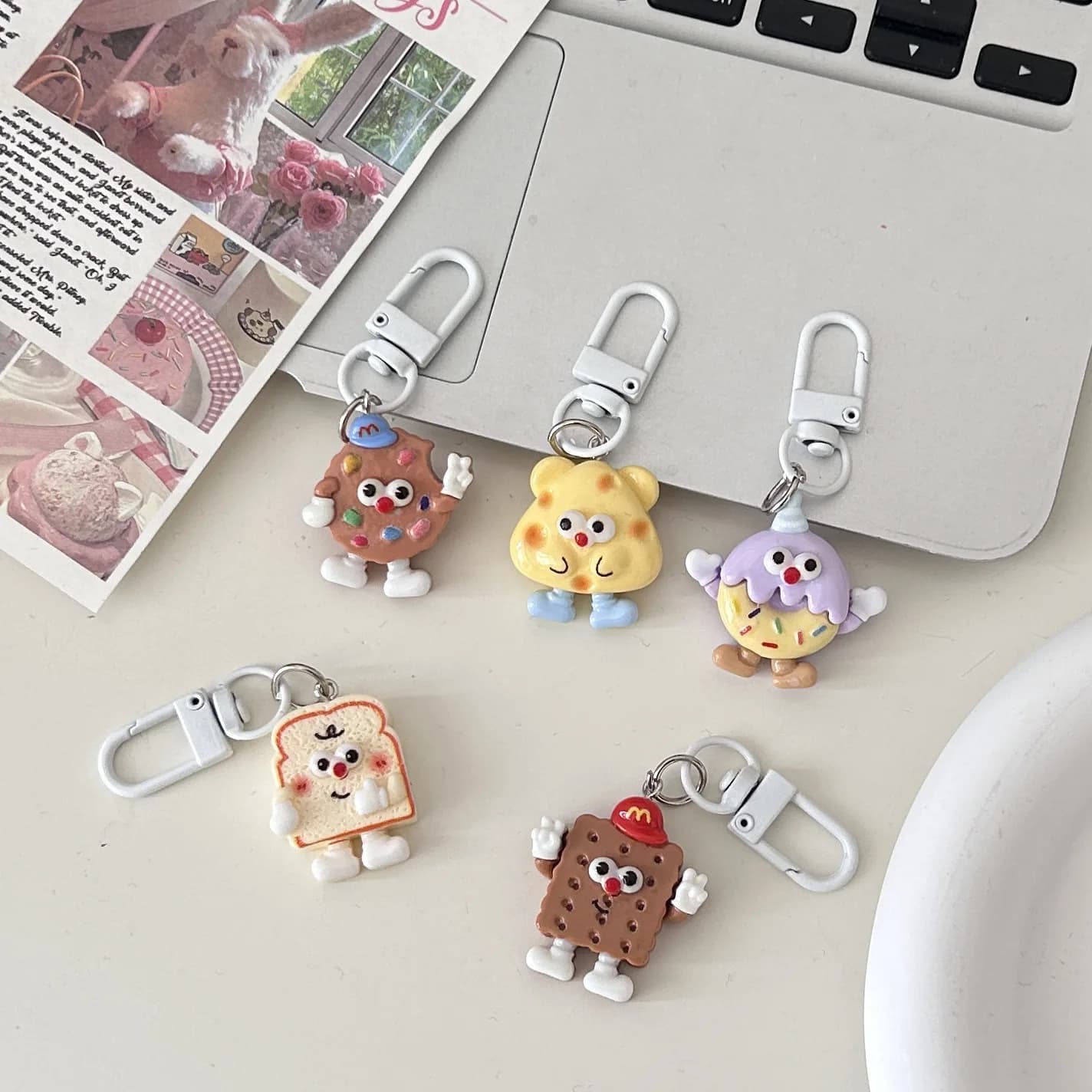1/5pcs Deliziosa Biscotto Biscotto Anime Doll Portachiavi Borsa di Fascino Del Pendente Portachiavi Per Le Donne Ragazza Borsa Airpods Chiave Accessori Regalo