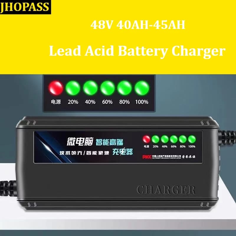 48V 40AH 45AH 6 Smart LED Display GEL al piombo Caricabatteria ad acqua per moto E-bike Scooter AC110V-220V EU AU US UK Plug