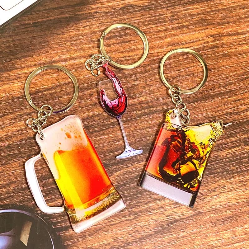 Acrilico bicchiere da vino rosso boccale di birra portachiavi portachiavi per donna uomo creativo divertente whisky Glass Bag Box Car Key Bar accessori regalo