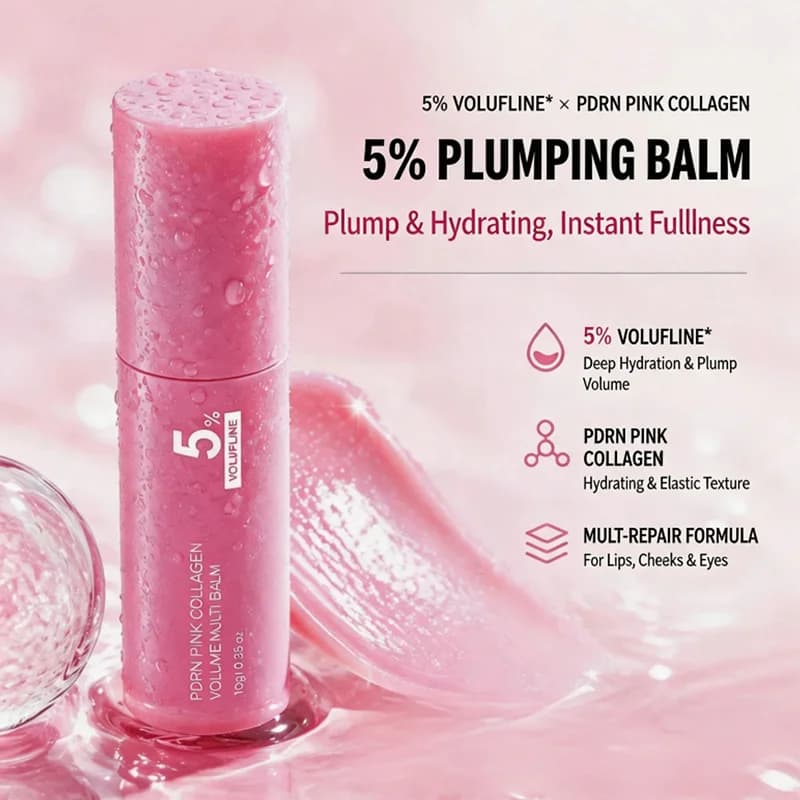 PDRN Pink Collagen Volume Multi Balm Stick 5% Volufiline,Hydrating Firming Repair Balm for Face Neck Eye Area Antiaging Skincare