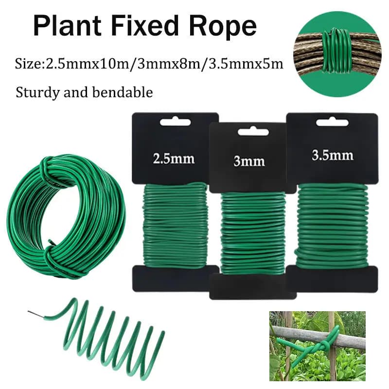 Fili per Giardinaggio 10/8/5M, Cavo di Supporto Flessibile Verde per Piante, Legature Riutilizzabili in Acciaio Rivestito in Gomma