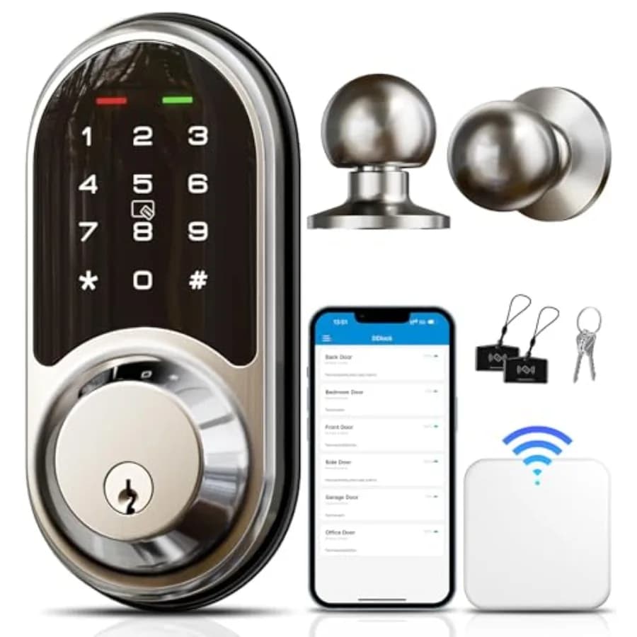 Serratura Intelligente WiFi RZ06C-G2 con Set Maniglia in Nichel Satinato