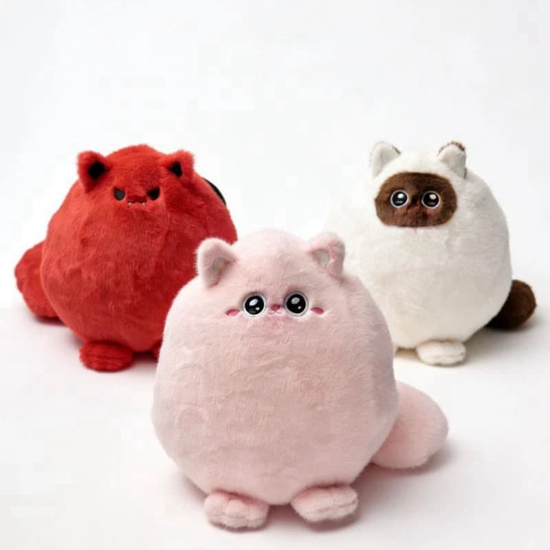 Peluche Gatto Paffuto Carino 30cm Bianco/Nero, Gatto Siamese Morbido Imbottito, Bambola Gattino, Regalo di Compleanno