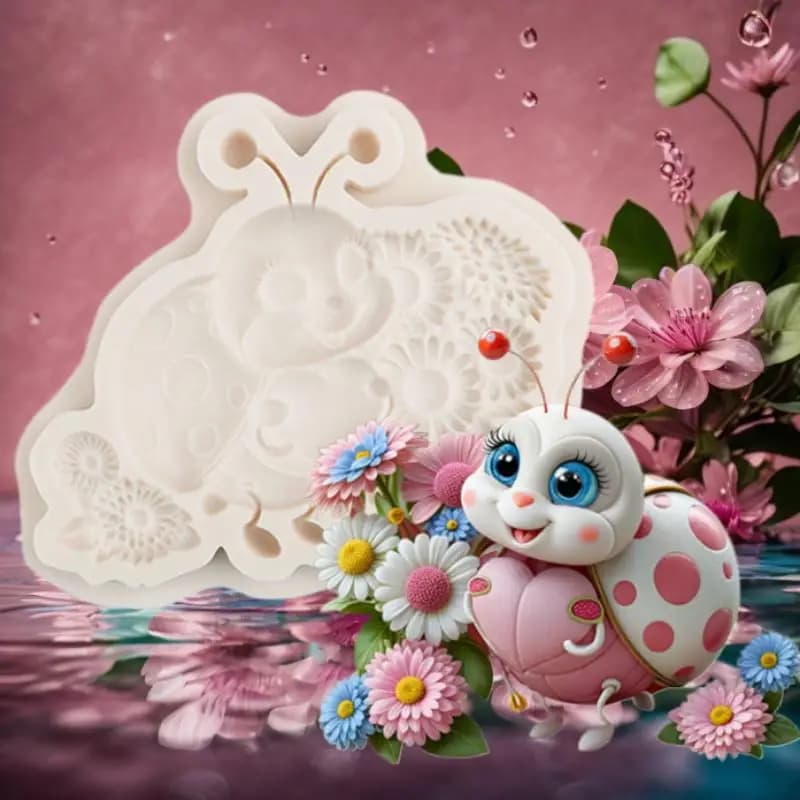 Cartoon Ladybug Flower Silicone Mold DIY Fondant Cake Decorating Tool Sugarcraft Chocolate Resin Clay Candle Mold Baking Tools