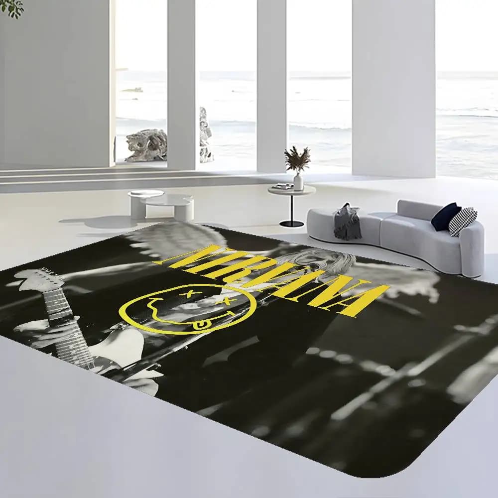 Rock N-Nirvana Band Hallway Carpet Washable Non-Slip Living Room Sofa Chairs Area Mat Kitchen Doormat Area Rug
