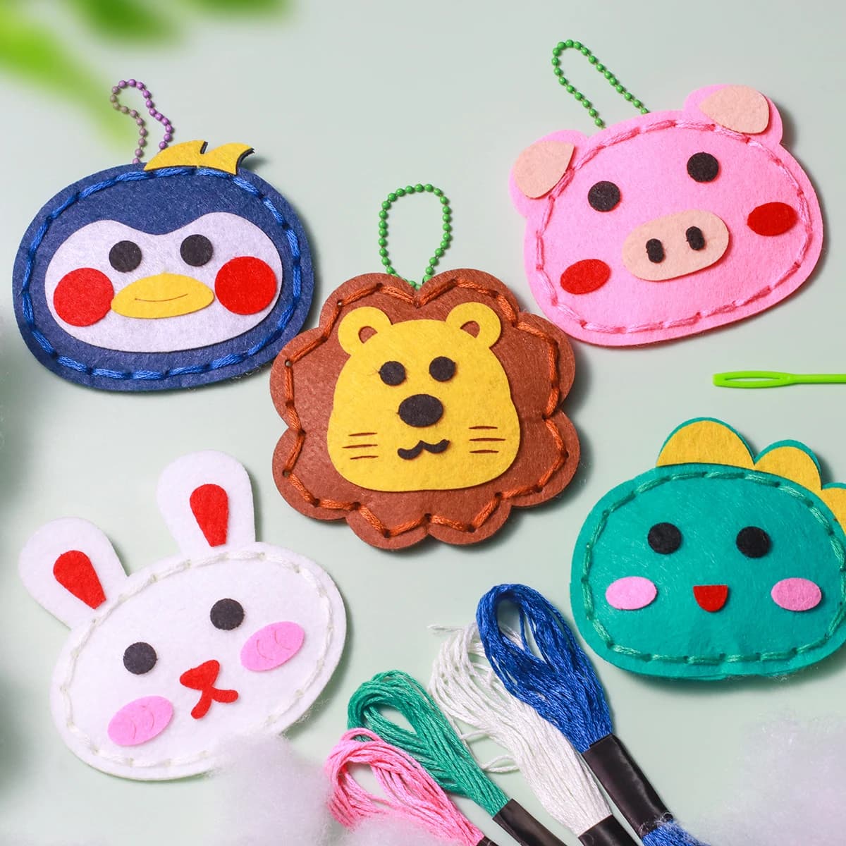 5 pezzi fatti a mano in tessuto non tessuto fai da te borsa rosa portachiavi kit artigianale di gioielli - giocattolo da cucire animali dei cartoni animati stile casuale creativo con Vario