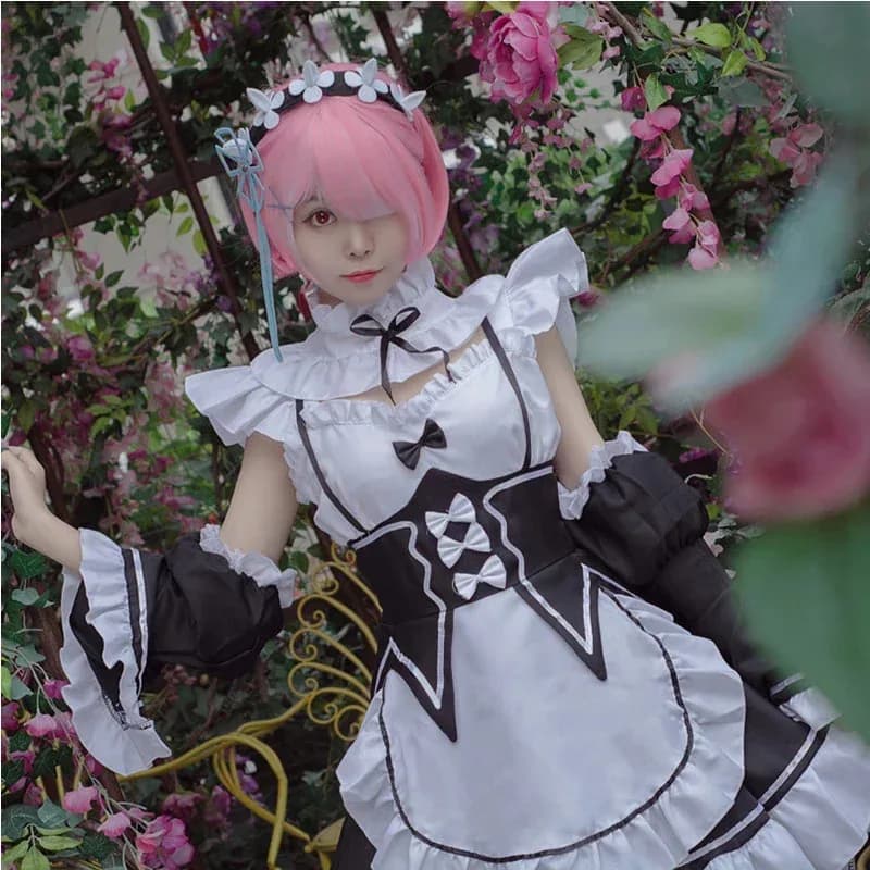 NUOVO Anime Maid Rem/Ram Costume Cosplay Abito Vita in un mondo diverso da Zero Costume di carnevale di Halloween DXG5654Y