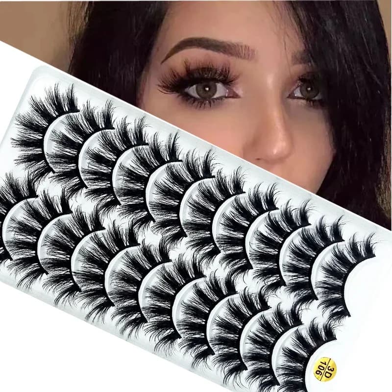 HBZGTLAD Multi-style 10 pairs of soft mink hand-made fake eyelashes long soft natural eyelashes makeup tools fake eyelashes