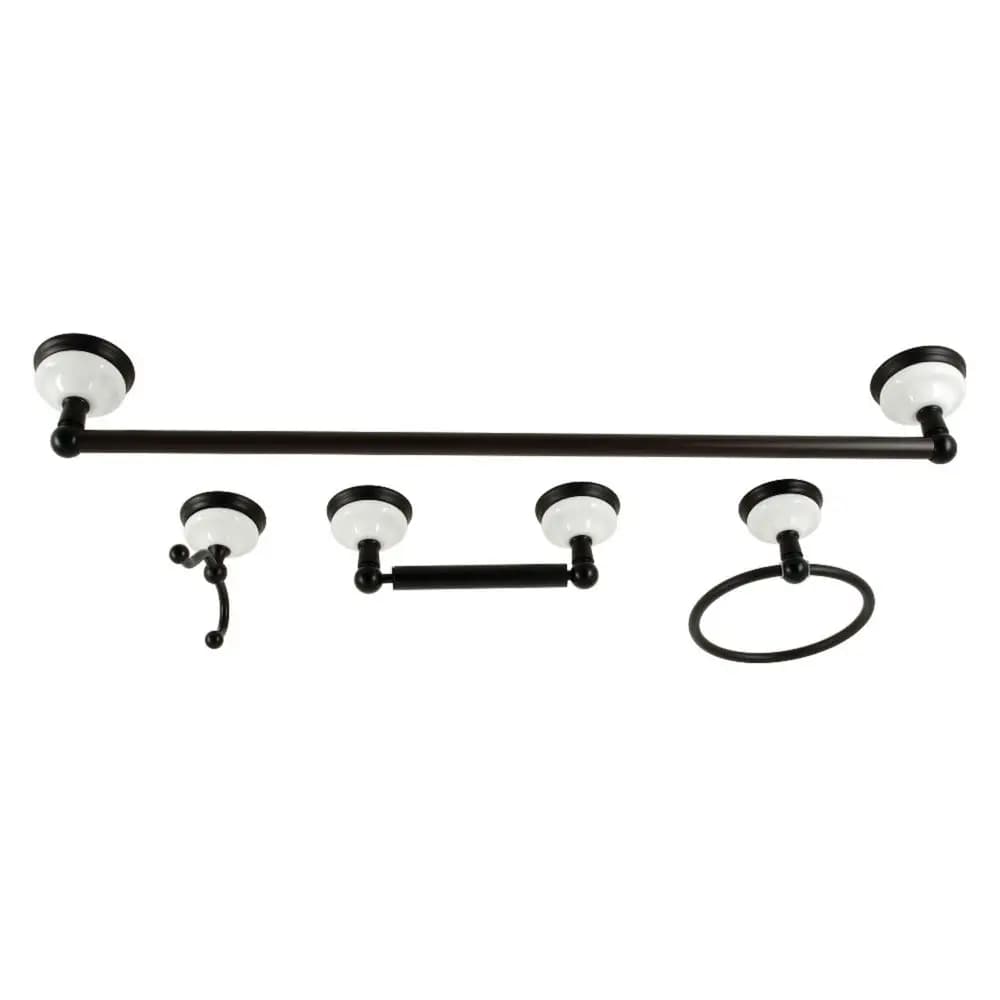 BAK1111478MB Set di Accessori da Bagno Vittoriani 4 Pezzi con Portasciugamani da 24 Pollici in Nero Opaco