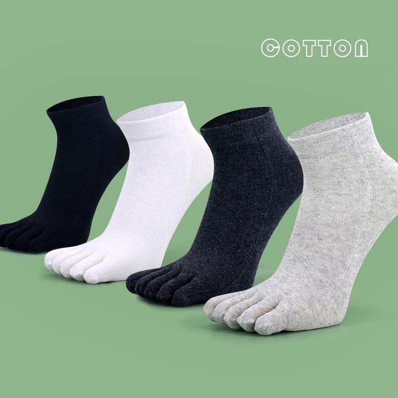Toe Socks Men Cotton Five Fingers Socks Breathable Short Ankle Crew Socks Sports Running Solid Color Black White Grey Male Sox