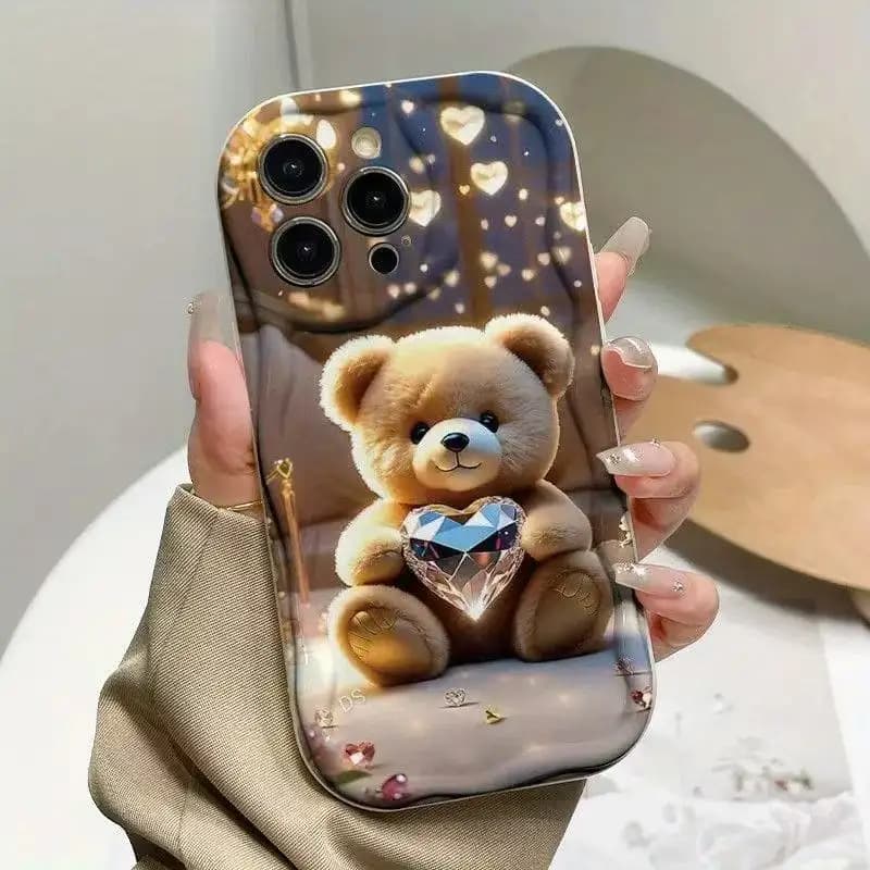 Cartoon Bear Heart 2D Pattern Phone Case For Samsung Galaxy S26 S25 S24 FE S22 S23 Ultra Plus A56 A55 A37 A36 A27 A26 A16 Cover