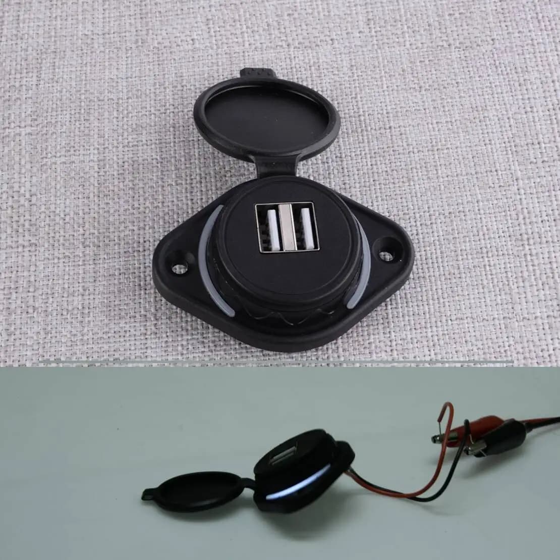 Adattatore per porta presa di ricarica per pannello presa caricatore doppio USB adatto per auto moto barca camion autobus camper ATV