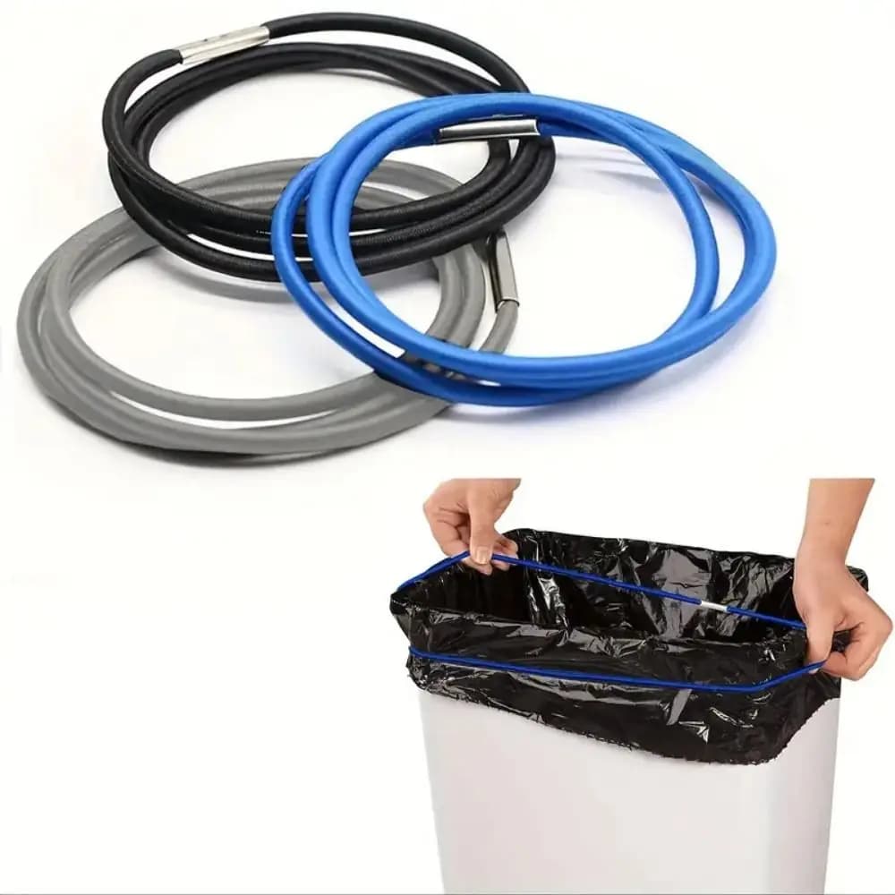 3 Pezzi di Fasce Elastiche Riutilizzabili Colorate per Pattumiere, Fasce in Gomma Resistenti e Regolabili, Supporto per Sacchi della Spazzatura per Uso Domestico