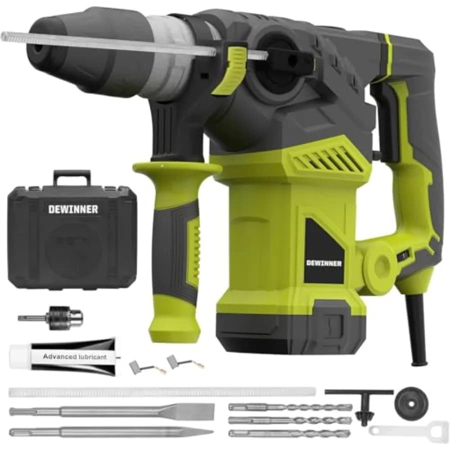 Trapano a percussione SDS-Plus da 1-1/4 pollici, 13 Amp, per impieghi gravosi, con frizione di sicurezza, 4 funzioni e controllo delle vibrazioni, incluso G