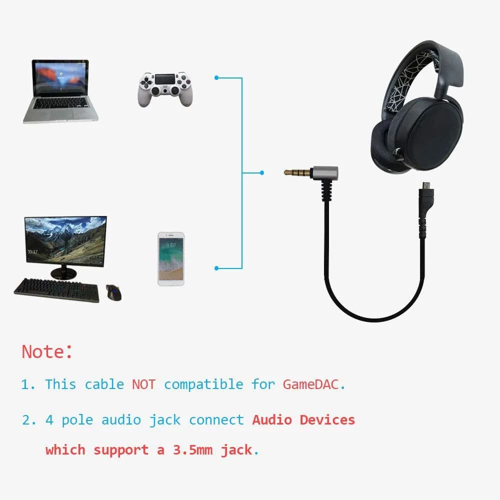 Audio cable Replacement cable for mobile stereo headphones for gaming headphones Steelseries Arctis 3/5/7 Pro G
