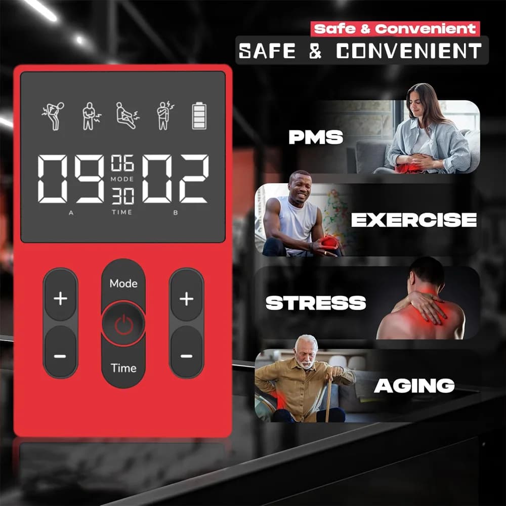 Professional Dual Output TENS Machine and EMS Massager for Muscle Recovery and Home Use