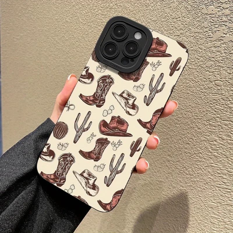 Custodia per telefono con motivo a tema Cowboy occidentale adatta per iPhone 17 16 15 14 13 12 11Pro/Max/Plus Cover posteriore antigoccia e antiurto
