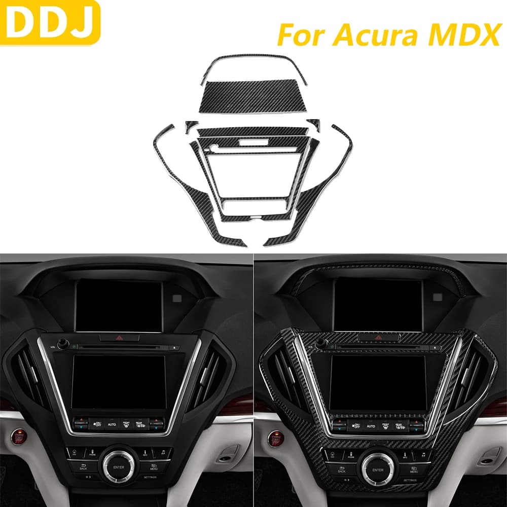 For Acura MDX 2014-2020 In Fibra di Carbonio di Controllo Centrale di Navigazione Radio CD Panel Set Trim Covering Accessories For Interior Car Sticker