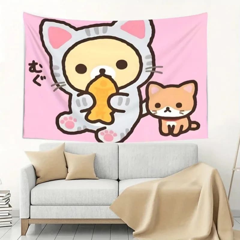 VIKAMA Kawaii Panda Wall Tapestry, Japanese Cartoon Wall Hanging Cloth, Ins Aesthetic Dorm Bedroom Decor Home Gift