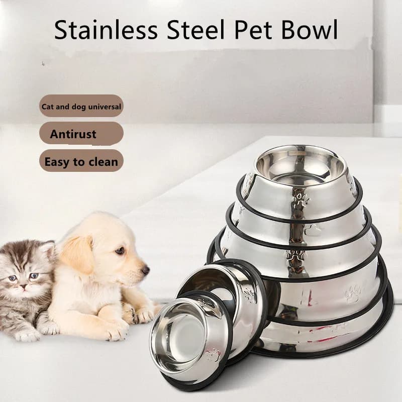 Ciotola per Animali Domestici in Acciaio Inox, Ciotola per Gatti e Cani, Ciotola Anti-Caduta Multiuso, Accessori per l'Alimentazione degli Animali