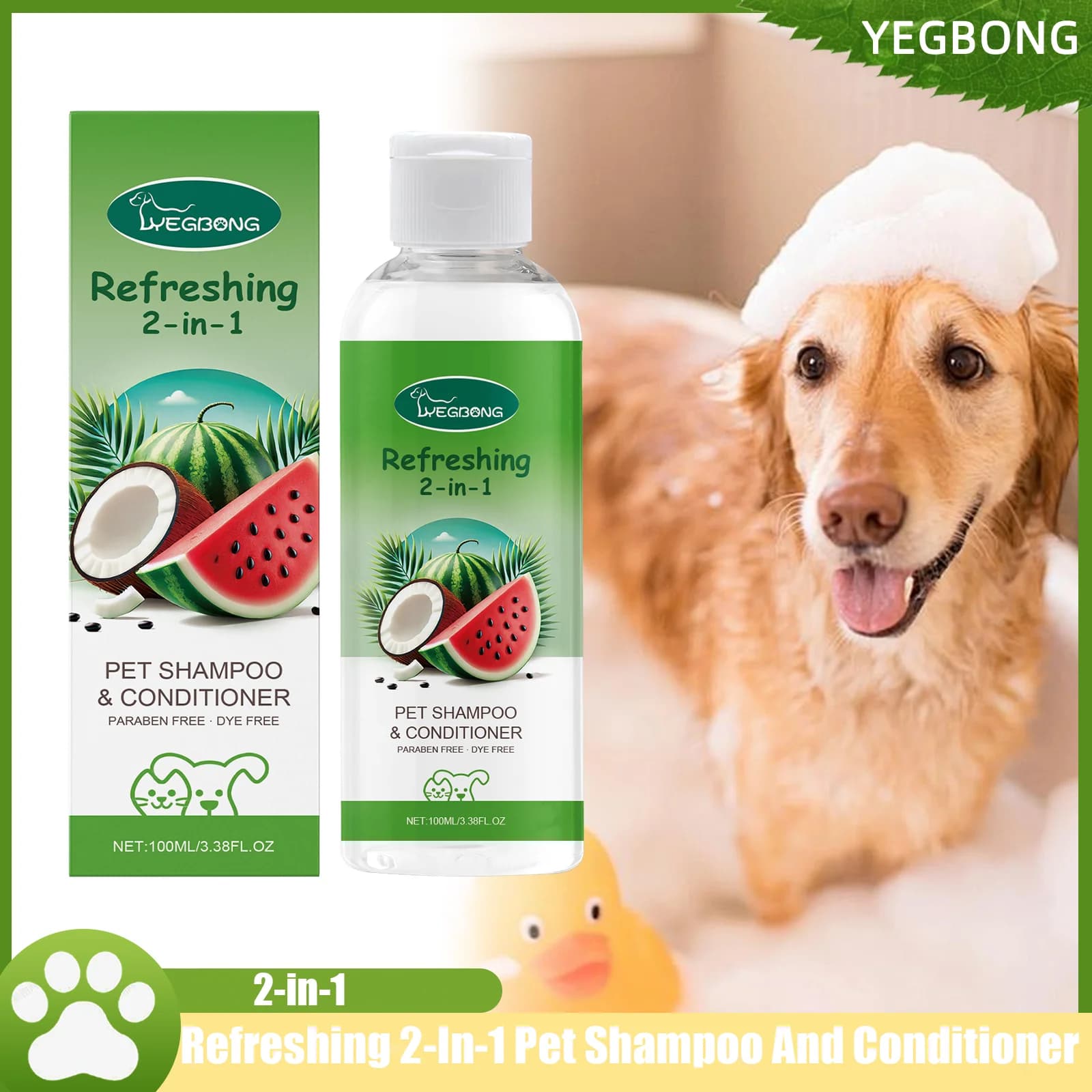 YEGBONG Shampoo e balsamo per animali domestici rinfrescante 2 in 1 Prurito Idratante per la pelle Balsamo per la rimozione degli odori dello sporco Gel doccia per cani