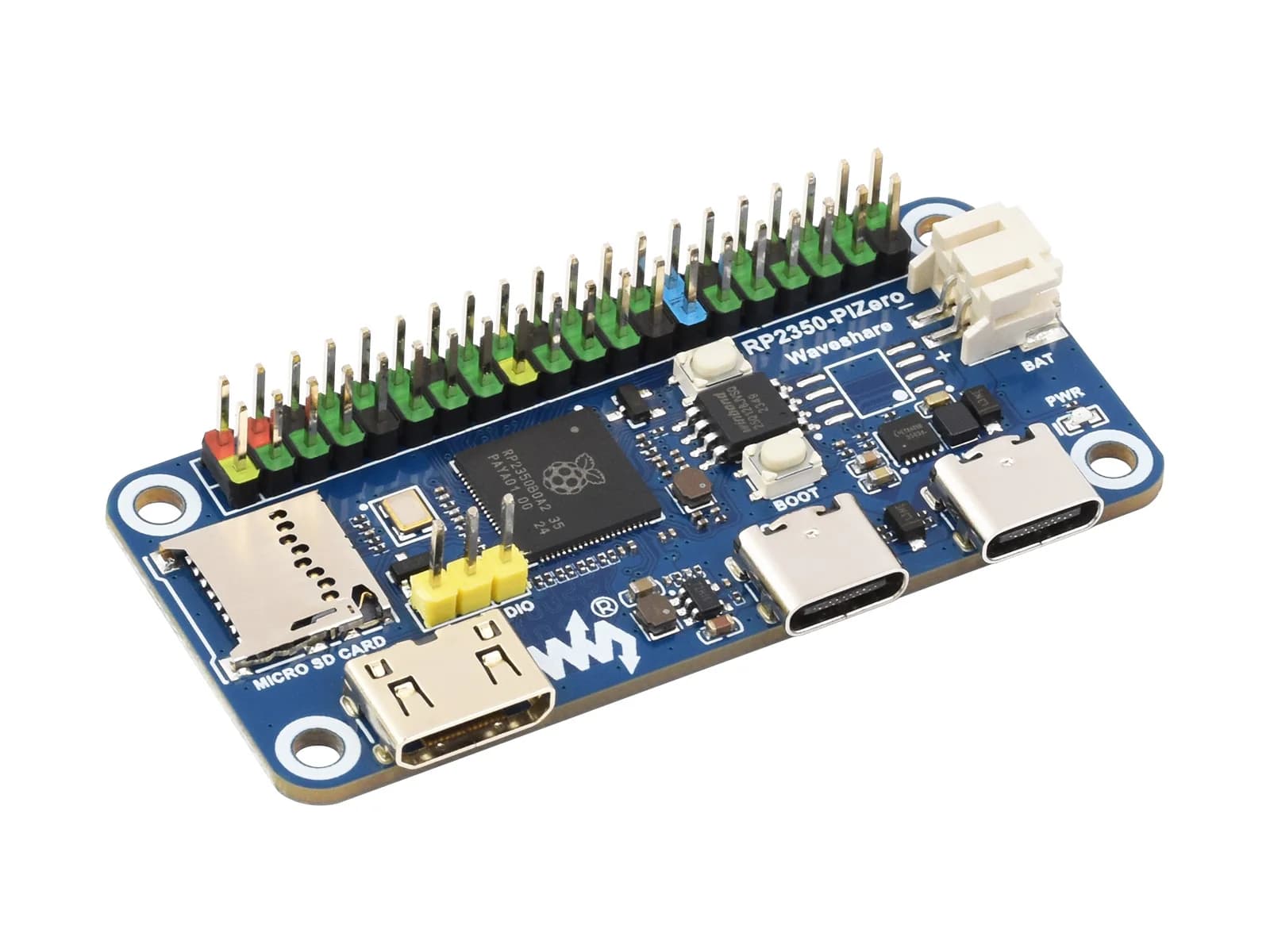 Scheda di sviluppo Waveshare RP2350-PiZero, basata sul microcontrollore Raspberry Pi RP2350 dual-core e dual-hitecture