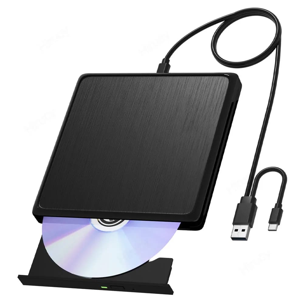 USB3.0 External CD DVD RW Optical Drive Long Data Cable CD/DVD Player Burner Writer for Laptop Desktop PC Windows 11 10 Mac OS
