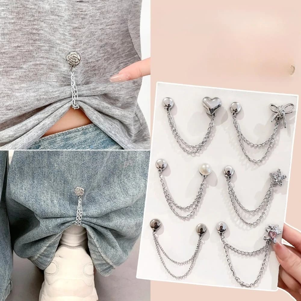 Moda carino fiore cuore chiusura magnetica nappa cavigliere pantaloni gamba clip di fissaggio per accessori regolatore di indumenti da donna gioielli