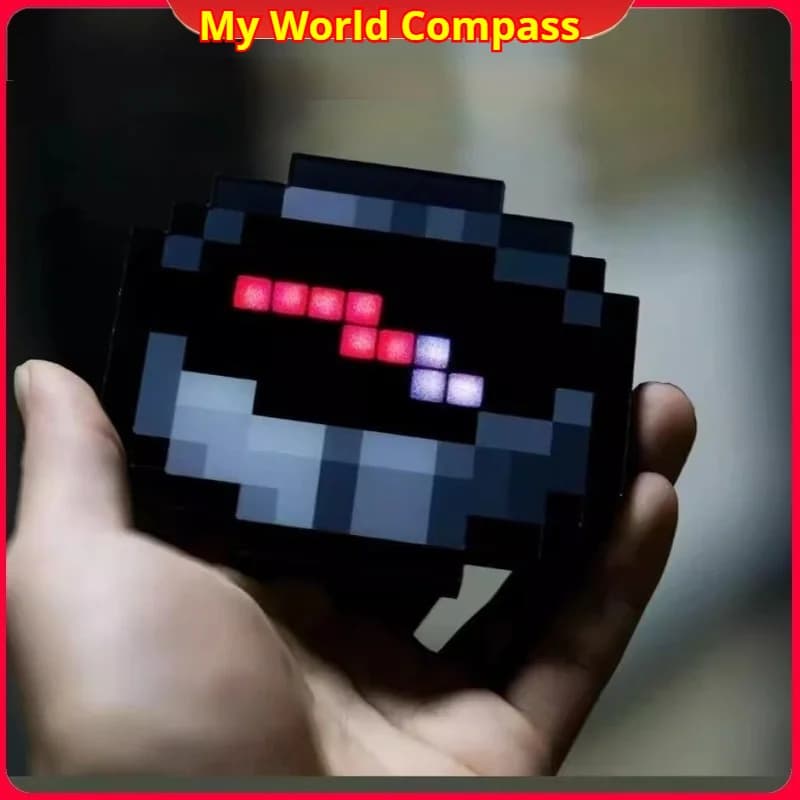 Portachiavi bussola MC Pixel ricaricabile - Puntatore oscillante magnetico 3D per decorazioni da gioco Regali per bambini Ciondoli per zaino