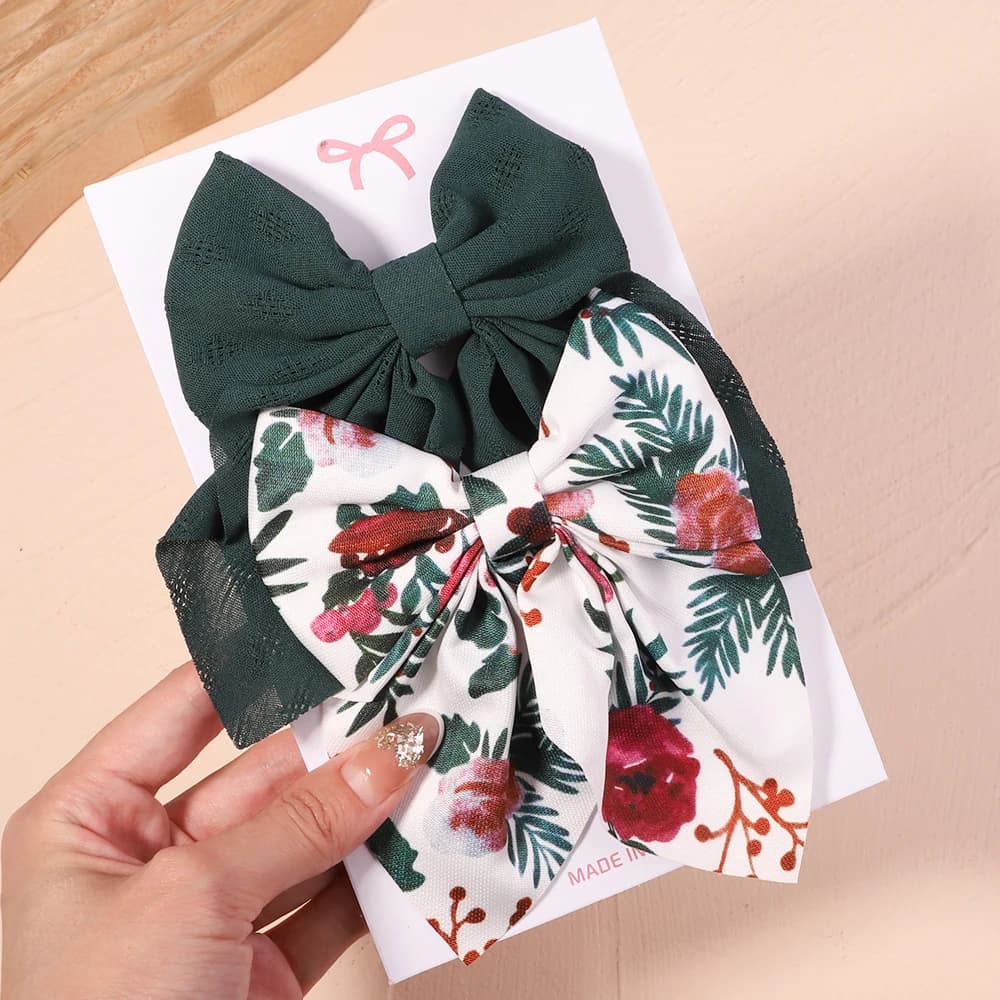 2 pz/set Dolce Stampa Floreale Bowknot Pinze Per Le Donne Ragazze Plaid Archi Forcelle Barrettes Copricapi Accessori Per Capelli Moda