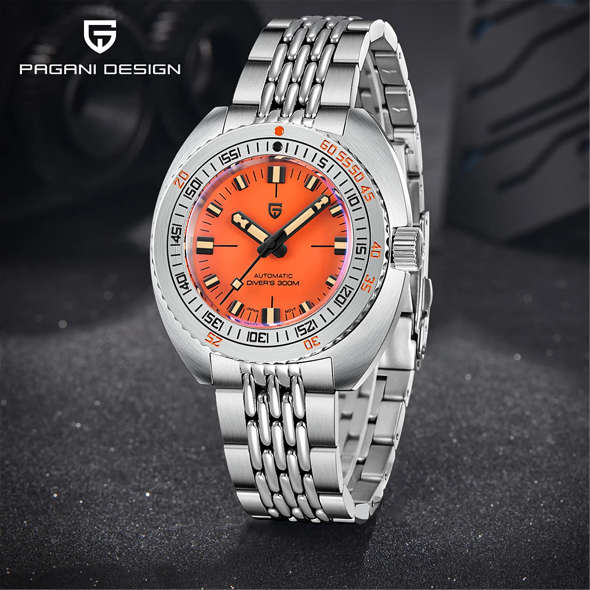 PAGANI DESIGN Men's Automatic Mechanical Watch 8215 Sapphire AR Stainless Steel 300m Divers Waterproof Watches for Men PD1719