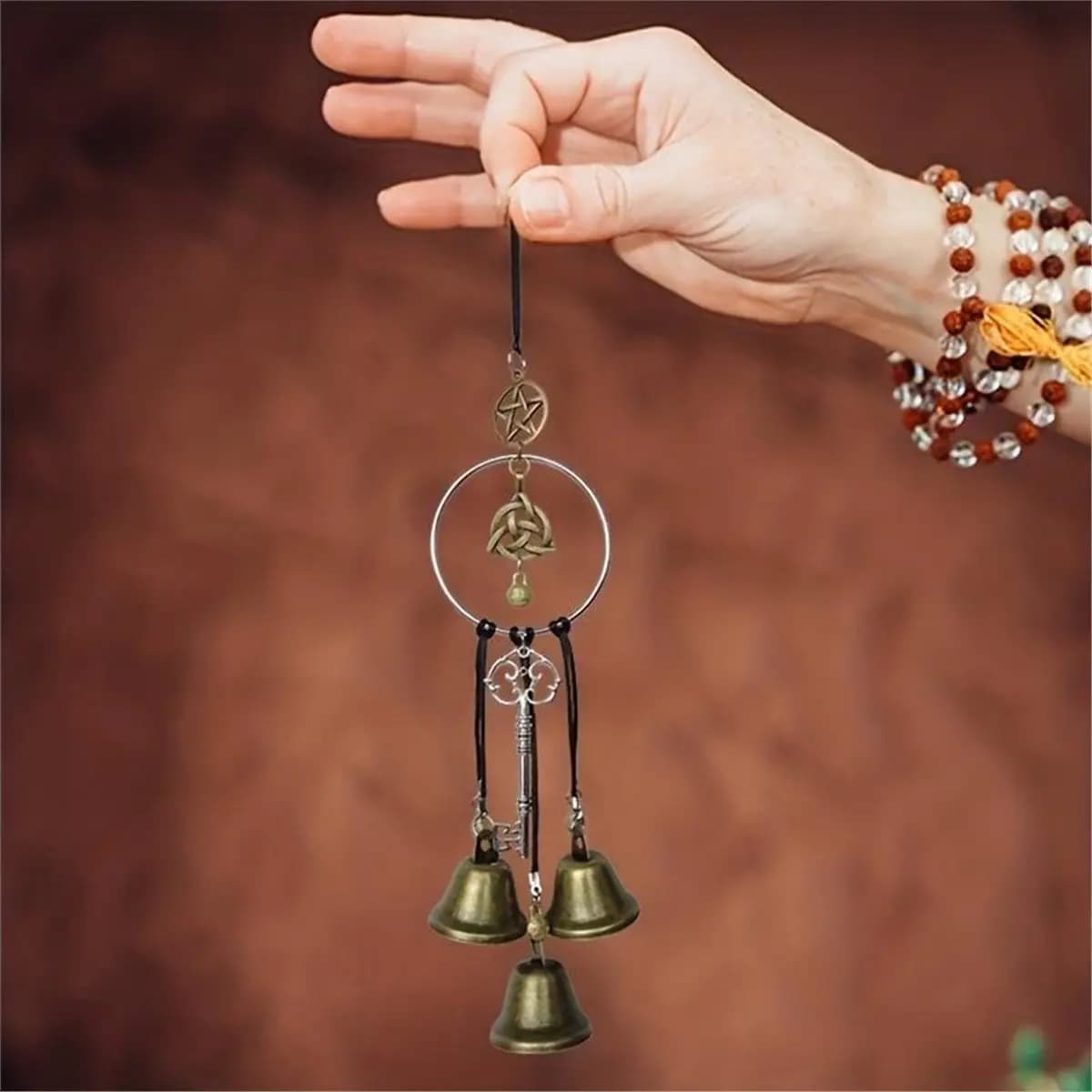 (AIMA) 1pc Witch Bell Doorknob Hanging Decorative Wicker Wind Chime Home Decoration