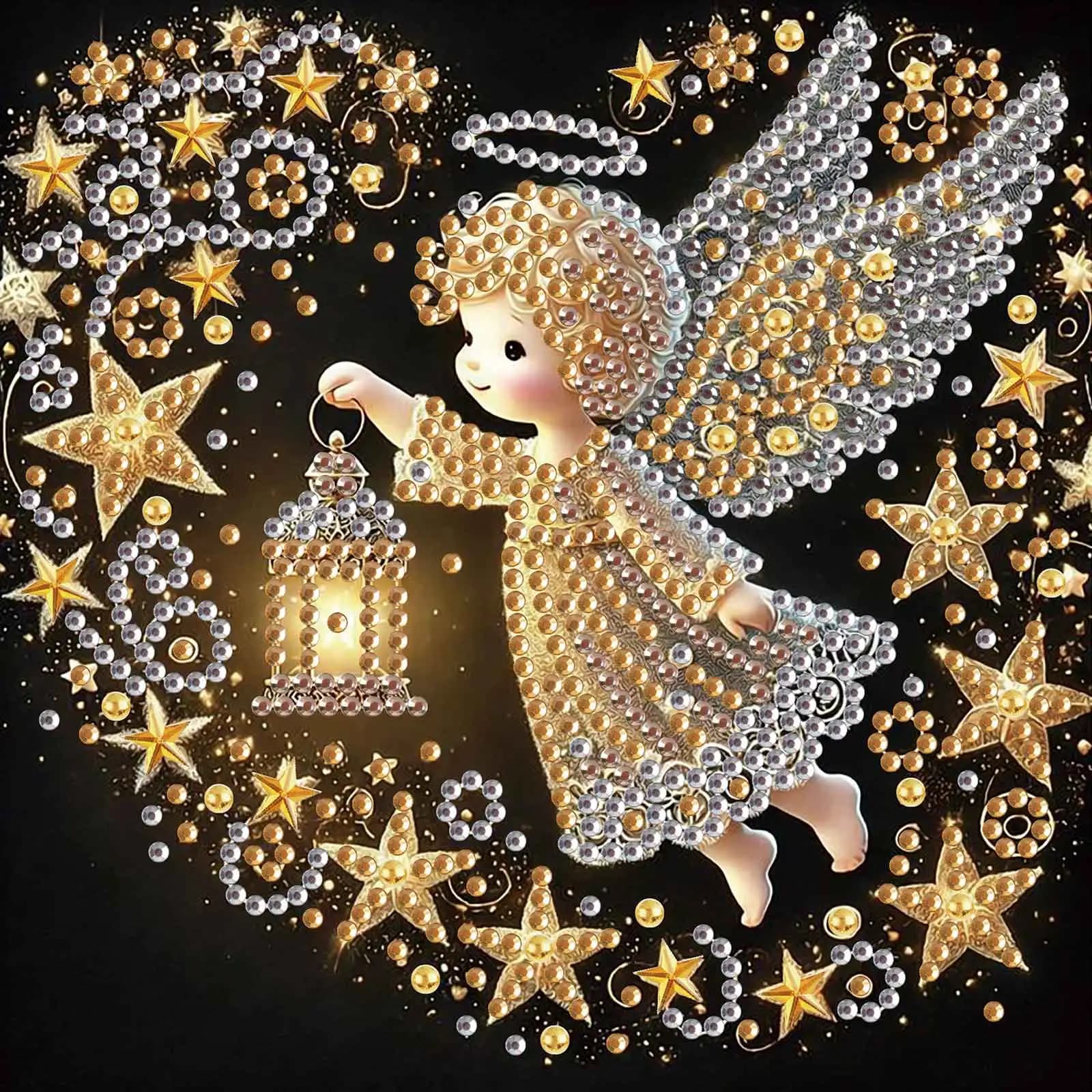 Kit di pittura artistica con diamante a forma speciale di angelo per principianti adulti, kit di forme speciali con diamante di cristallo per regalo di decorazione della parete di casa
