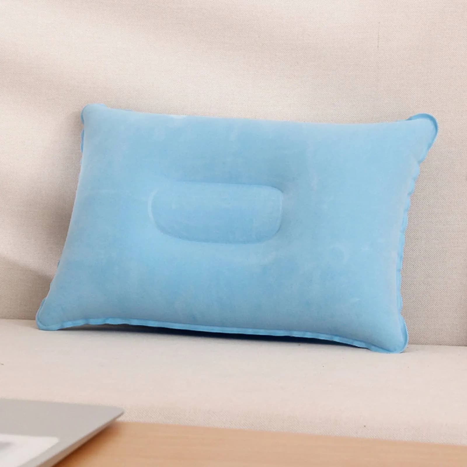 Cuscino Gonfiabile Floccato Leggero, Cuscino da Viaggio Portatile, Tappetino Multifunzionale per Ufficio