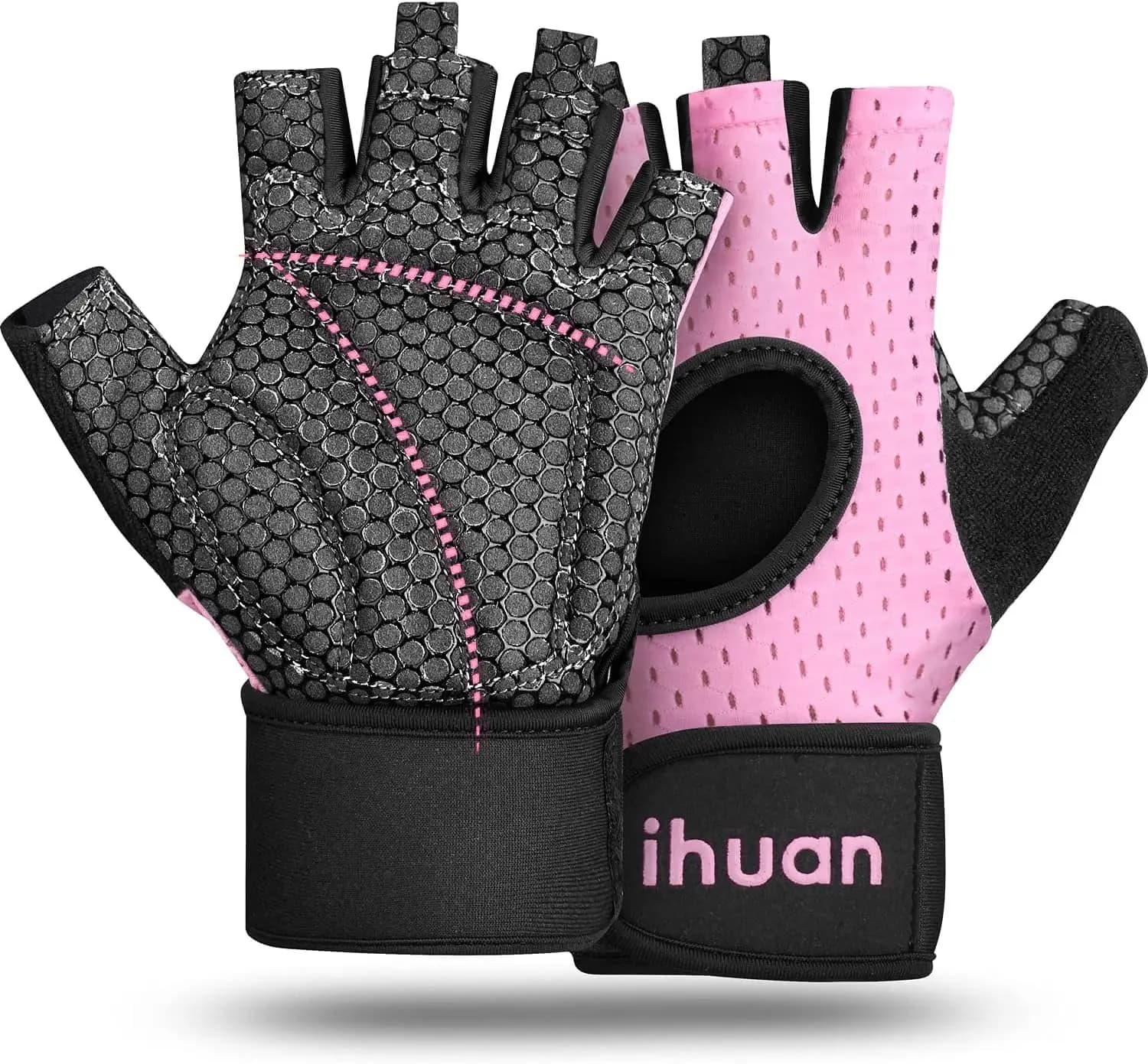 ihuan Breathable Weight Lifting Workout Gym Gloves: Fingerless Exercise Wrist Support | Enhance Palm Protection | Extra Grip for