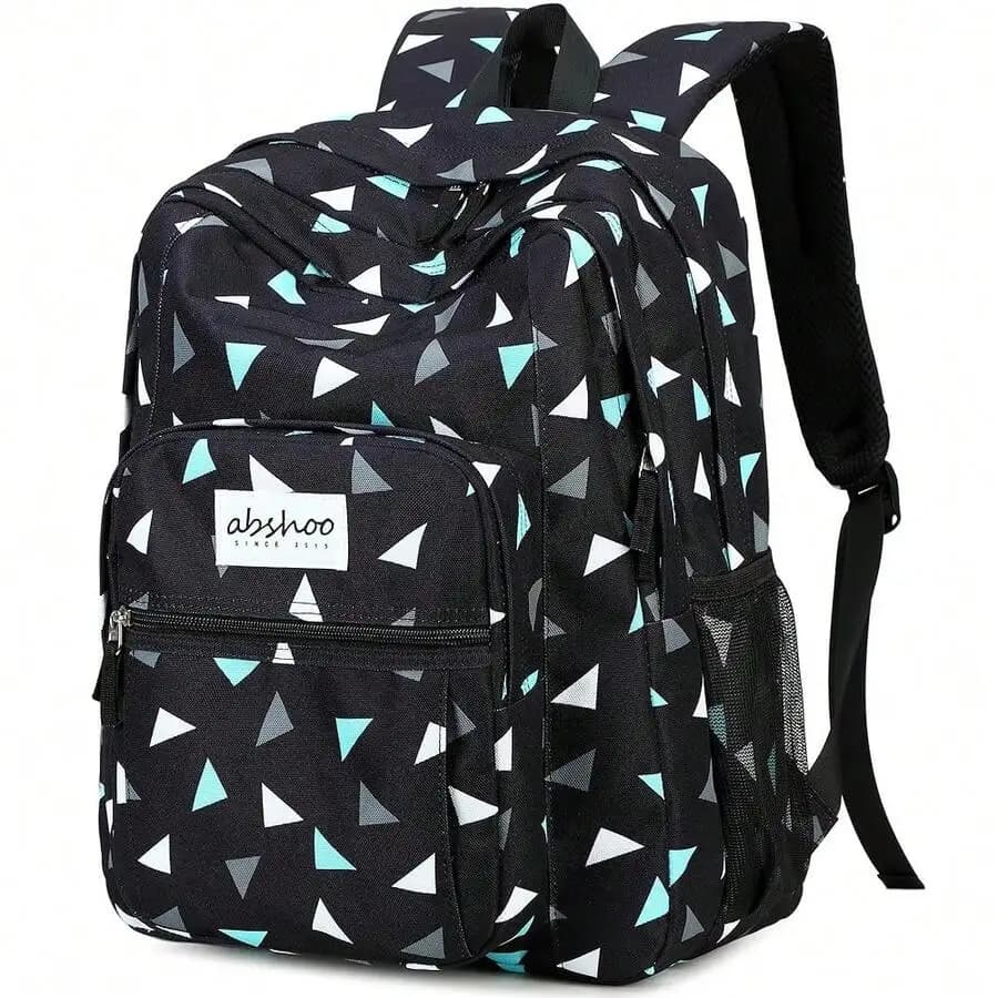 Zaino con motivo geometrico resistente all'acqua per viaggi e scuola