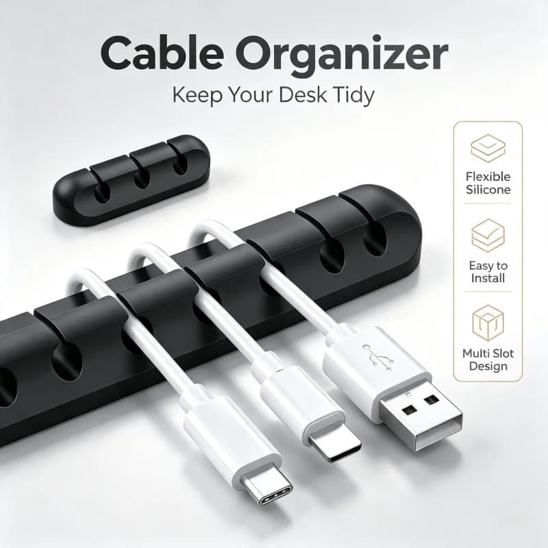 Silicone Version Cable Winder Management Charging Cable Winder Cable Cord Wire Organizer Adjustable Tidy Desk Clips Cable Holder