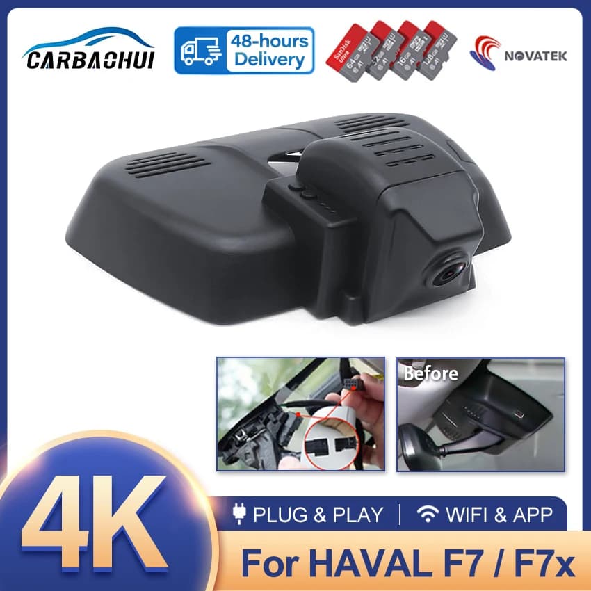 DVR per auto 4K 2160p videoregistratore Plug and play Dash Cam Camera visione notturna HD per HAVAL F7 / F7x alimentazione da USB Wireless DashCam