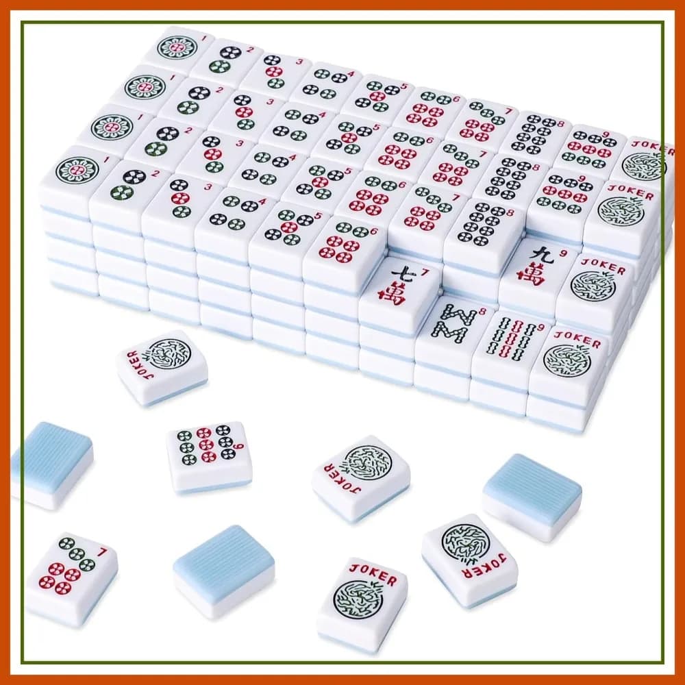 Set di Tessere Mahjong Americano con 166 Tessere Blu (3 cm)