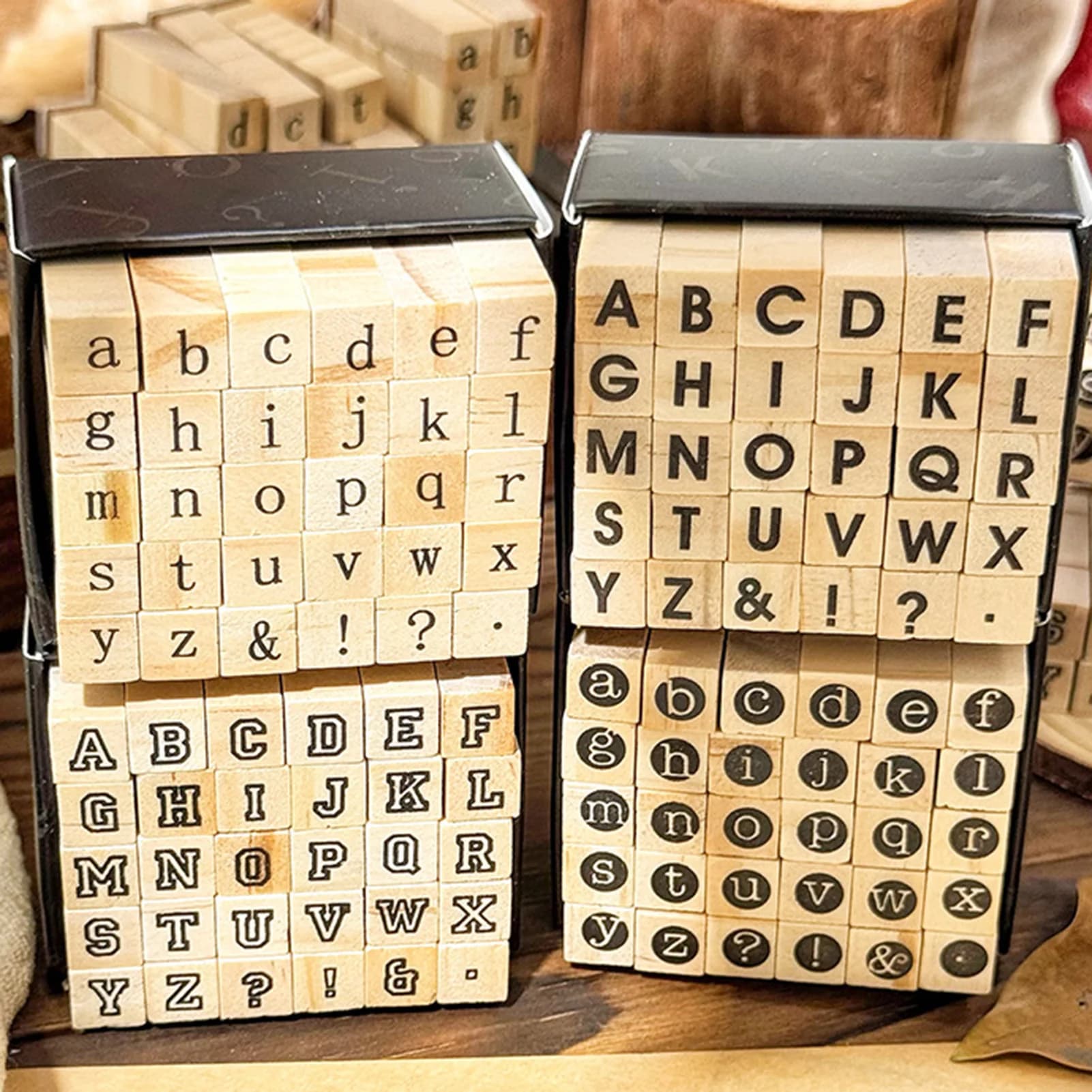 Creative Alphabet Wood Stamps Set for DIY Crafting Scrapbooking Card Making Decoration Kids Educational Toys Arts Supplies