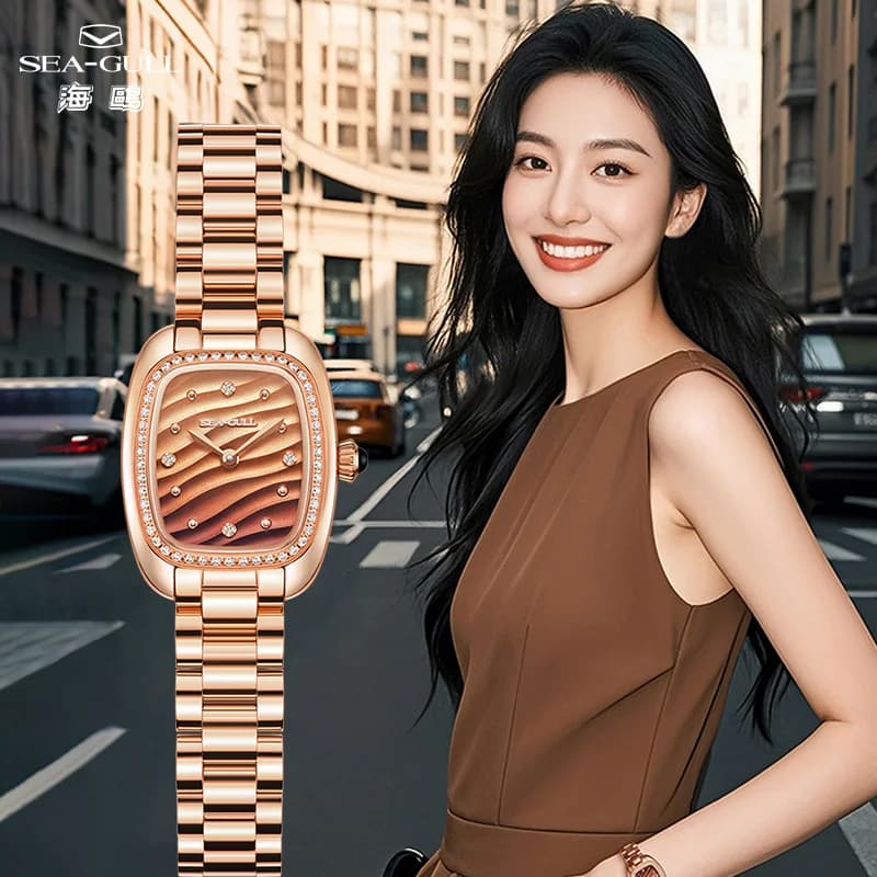 Seagull 2025 Nuove donne Orologio di marca di lusso in acciaio inossidabile Lady Business Orologi Studentessa Moda Orologio da polso al quarzo E1081L