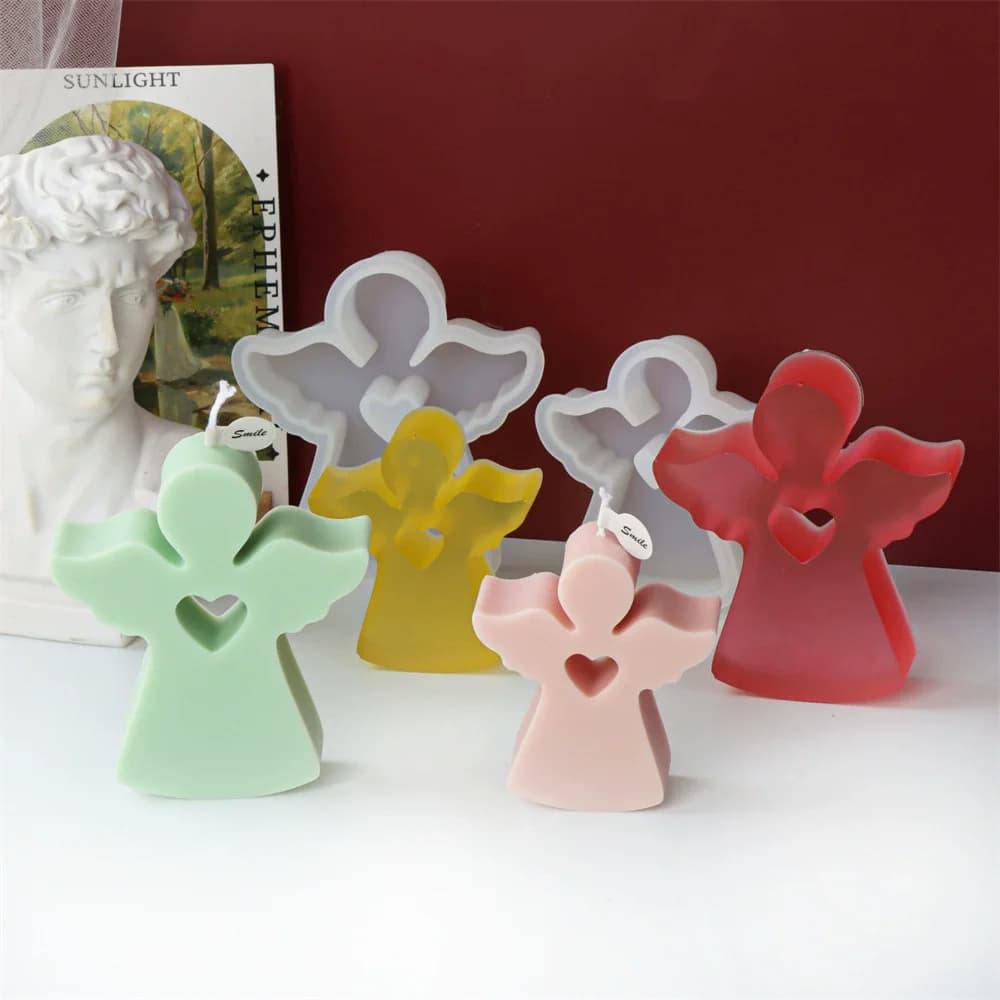 1pc Love Angel Moulded Candle Silicone Mold FAI FROM YOU Gesso Soap Resin Crystal Mold Gesso Cement Clutch Casting Stamps Decor