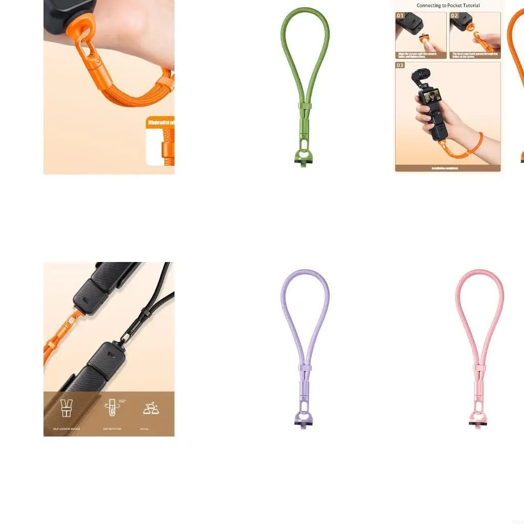 193A Lightweight Camera Wrist Cord Dust Resistant Drop Prevention Ergonomic Adjustable Length For Pocket 4/3 Action Camera