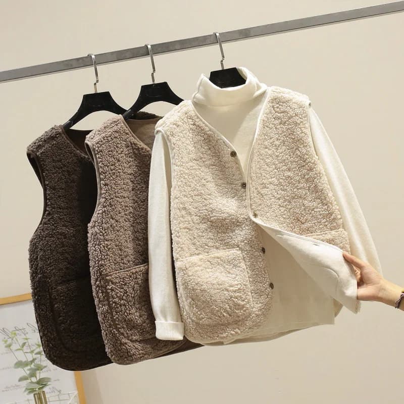 Coreano Nuovi Gilet 2025 Primavera Autunno Gilet Donna Gilet Inverno Caldo di Spessore In Pile Gilet Donna Giacca Senza Maniche Signore Gilet