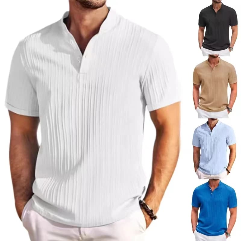 Camicie ad asciugatura rapida da uomo nuove estive 2025 Camicia jacquard a righe Traspirante Casual Confortevole Elegante Casual Top a maniche corte
