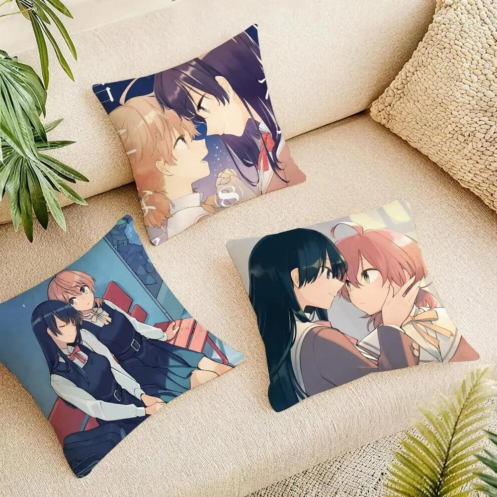 Anime B-bloom Into You Cushion Cover Organic Linen Square Pillow Case Durable Non-Allergenic And Kind To Skin