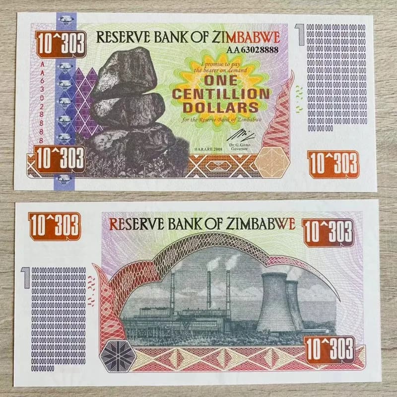 5~100pcs Zimbabwe Banknotes One Centillion Dollars Paper Money with Serial Number Non-currency Collection